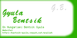 gyula bentsik business card